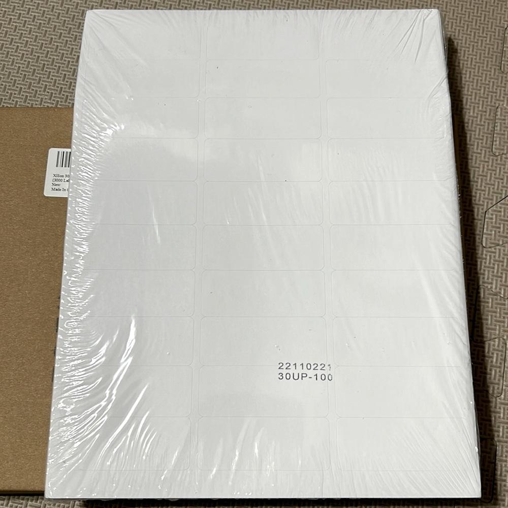 Address Labels Sheets 100 Sheets: 3000 labels in total. Sealed 1”x2.625”